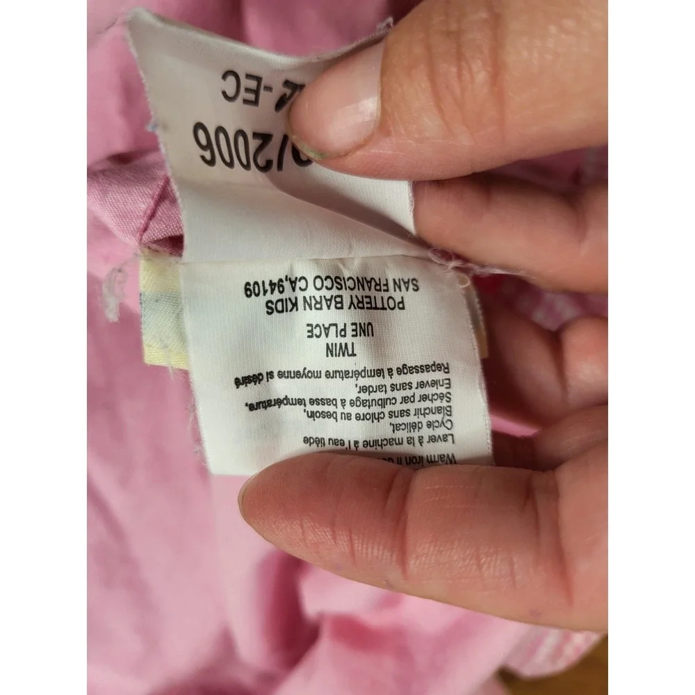 pottery barn kids pink gingham duvet twin